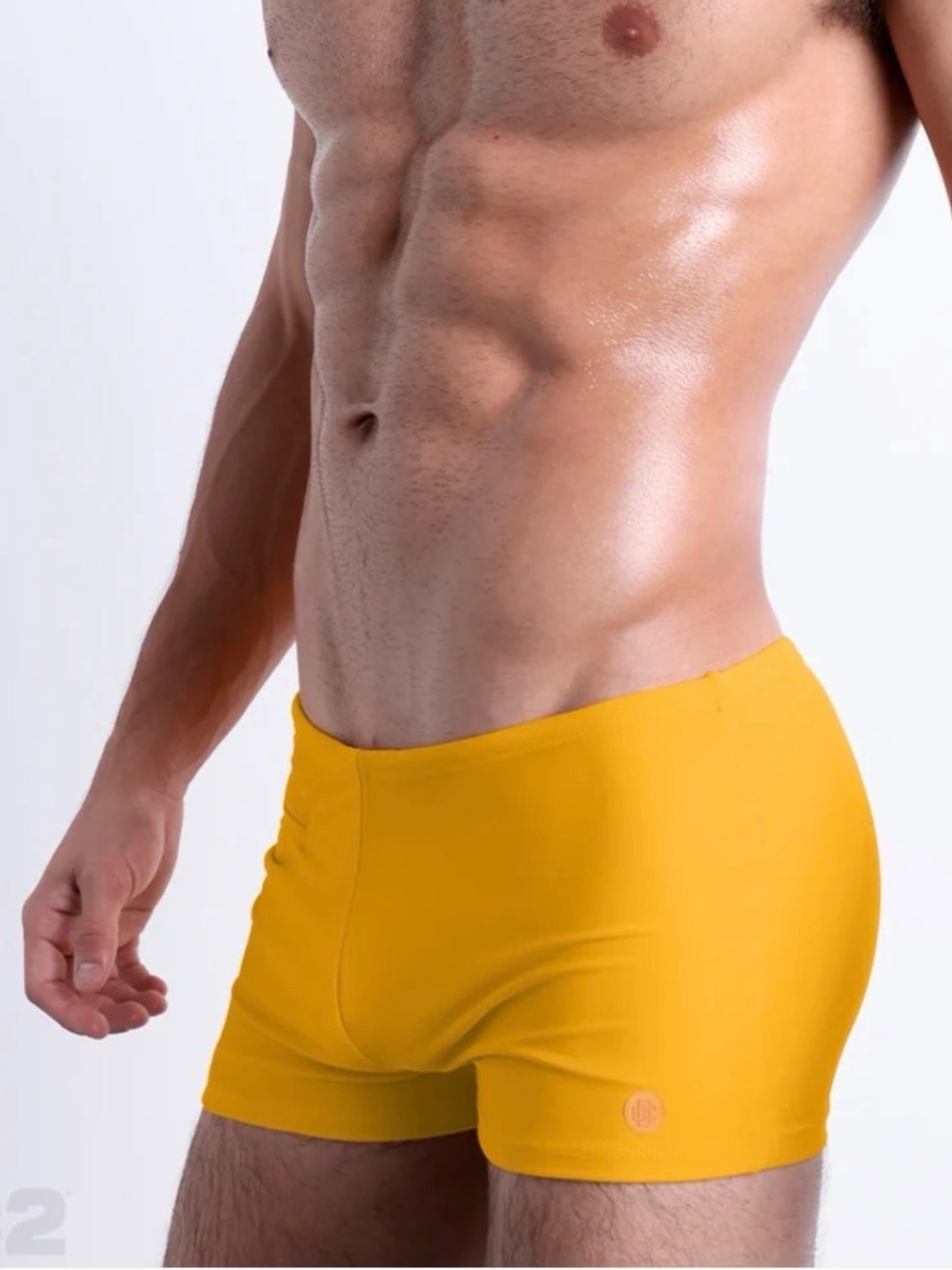 Bang Men's Skin-Hugging Swim Trunks in Yellow - Quick-Dry